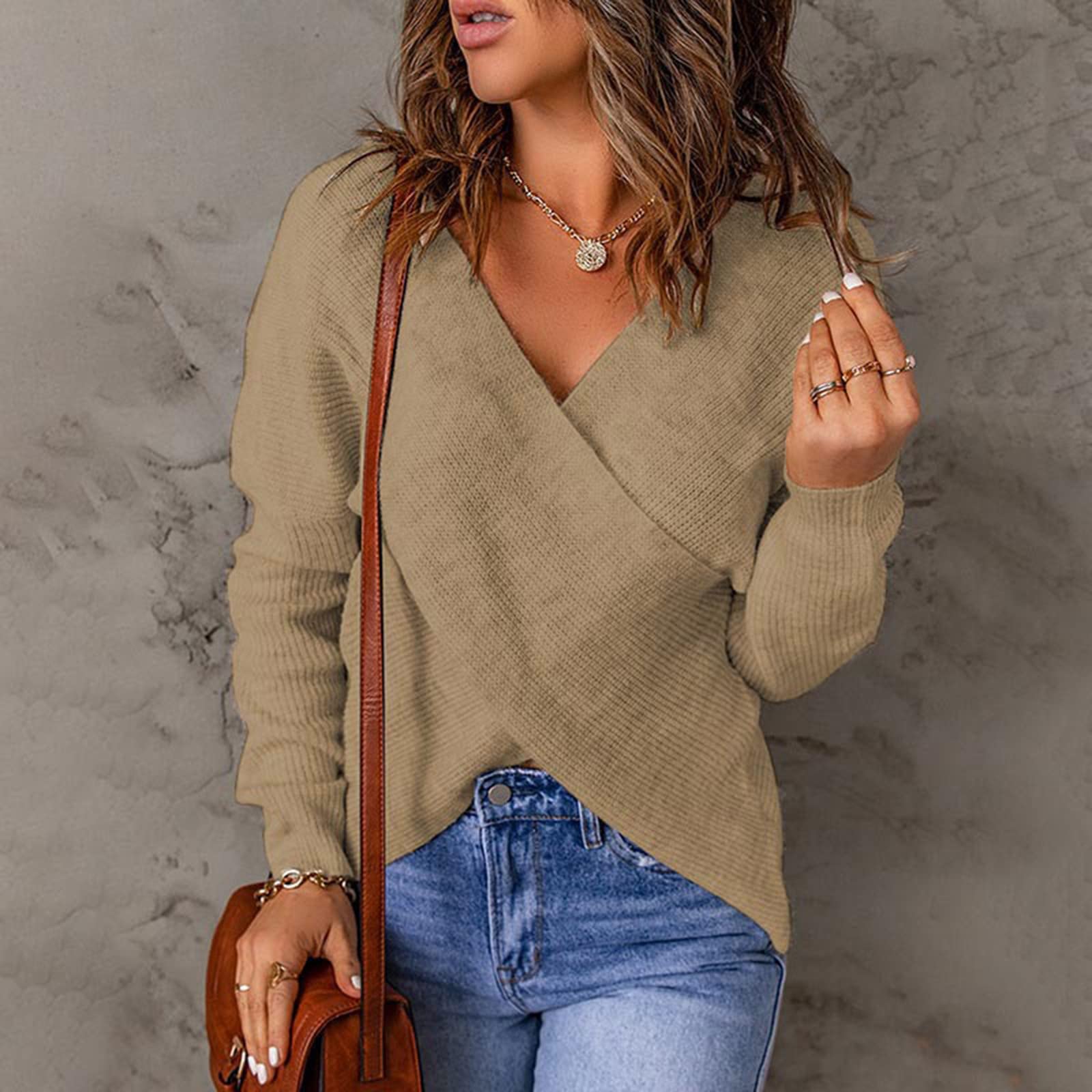 Maglioni Donna Invernali Eleganti Maglioni Donna Invernali Eleganti Maglione sexy senza schienale con scollo a V in tinta unita da donna autunno e inverno Maglie Eleganti Maglioncini Donna Autunnali