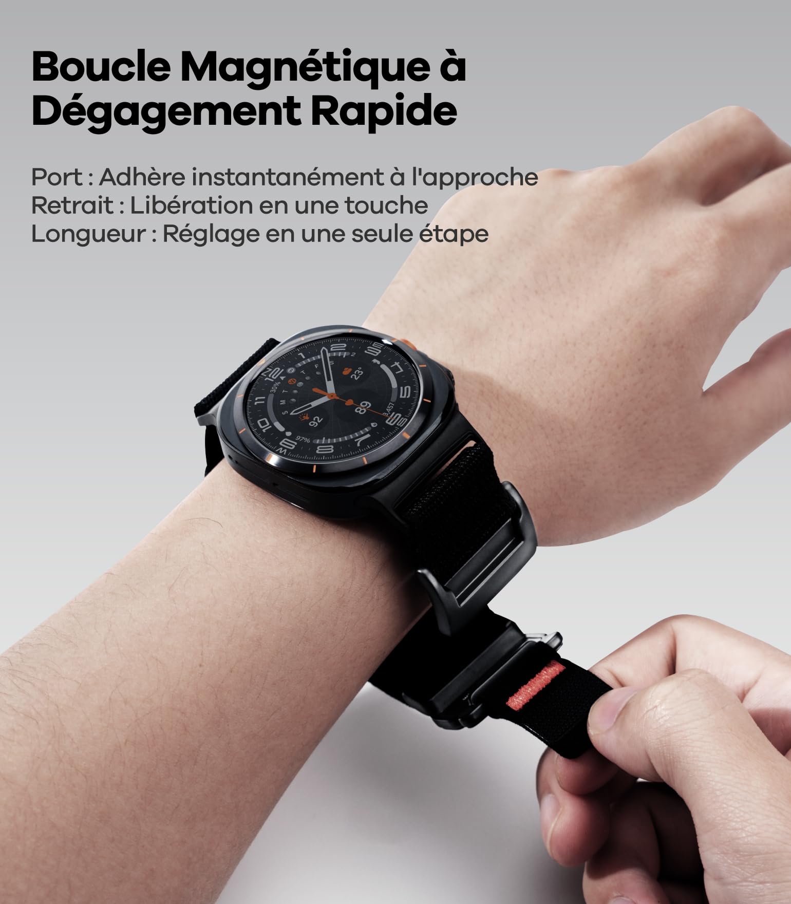 Aulumu CS03 Bracelet Galaxy Watch Ultra 47mm, Bracelet avec Boucle Magnétique en Titane, Bande Tricotée Gaufrée pour Galaxy Watch Ultra (2025/2024)