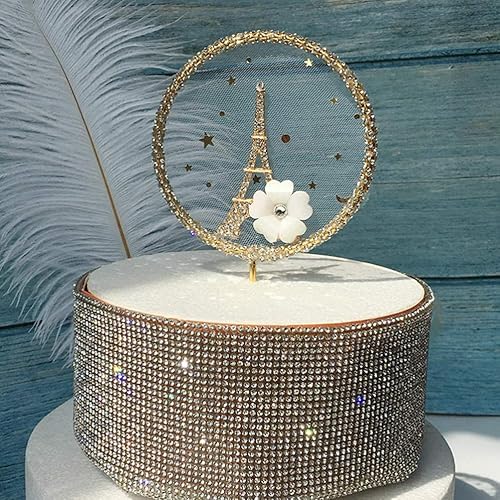 Miniatura 2 de Decoración de pastel de diamantes de imitación Torre Eiffel Cupcake Topper para boda, cumpleaños, día de San Valentín, decoración de fiesta - dorado