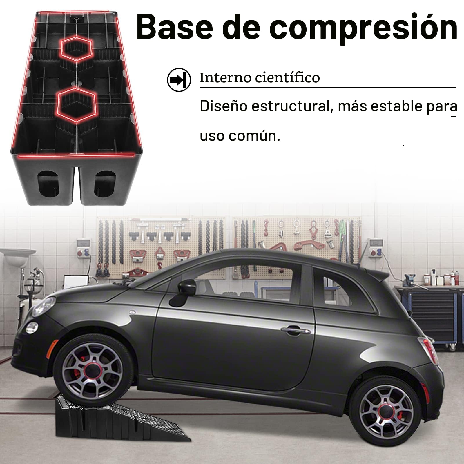 XMTECH - Juego de 2 rampas de acceso de plástico - Para carga pesada - Hasta 2,5 toneladas - Rampa elevadora de coche - 320 mm de ancho de acceso