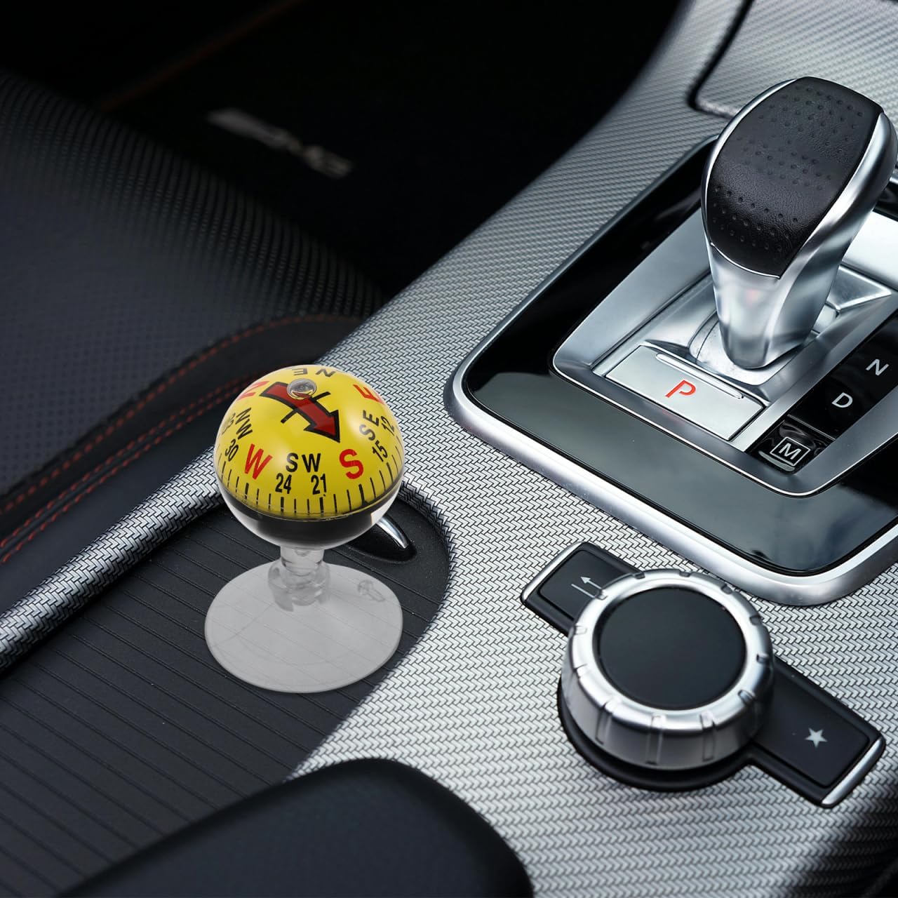 Amosfun Car Guide Ball 2.83X1.49X1.49In Dashboard Navigation Compass with Suction Cup for Vehicle Interior and Outdoor Hiking Travel Accessories