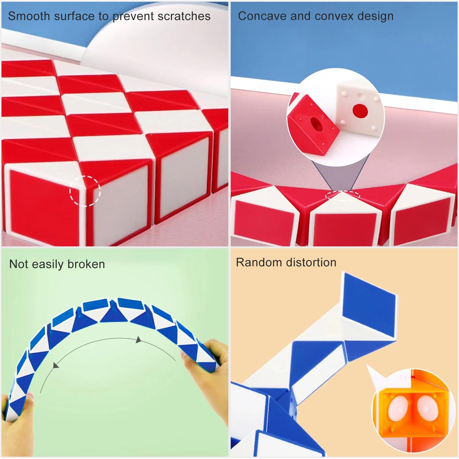 12 pièces Serpent Magique avec 24 Blocs, Casse Tete Enfant, Twist Puzzle Twisty