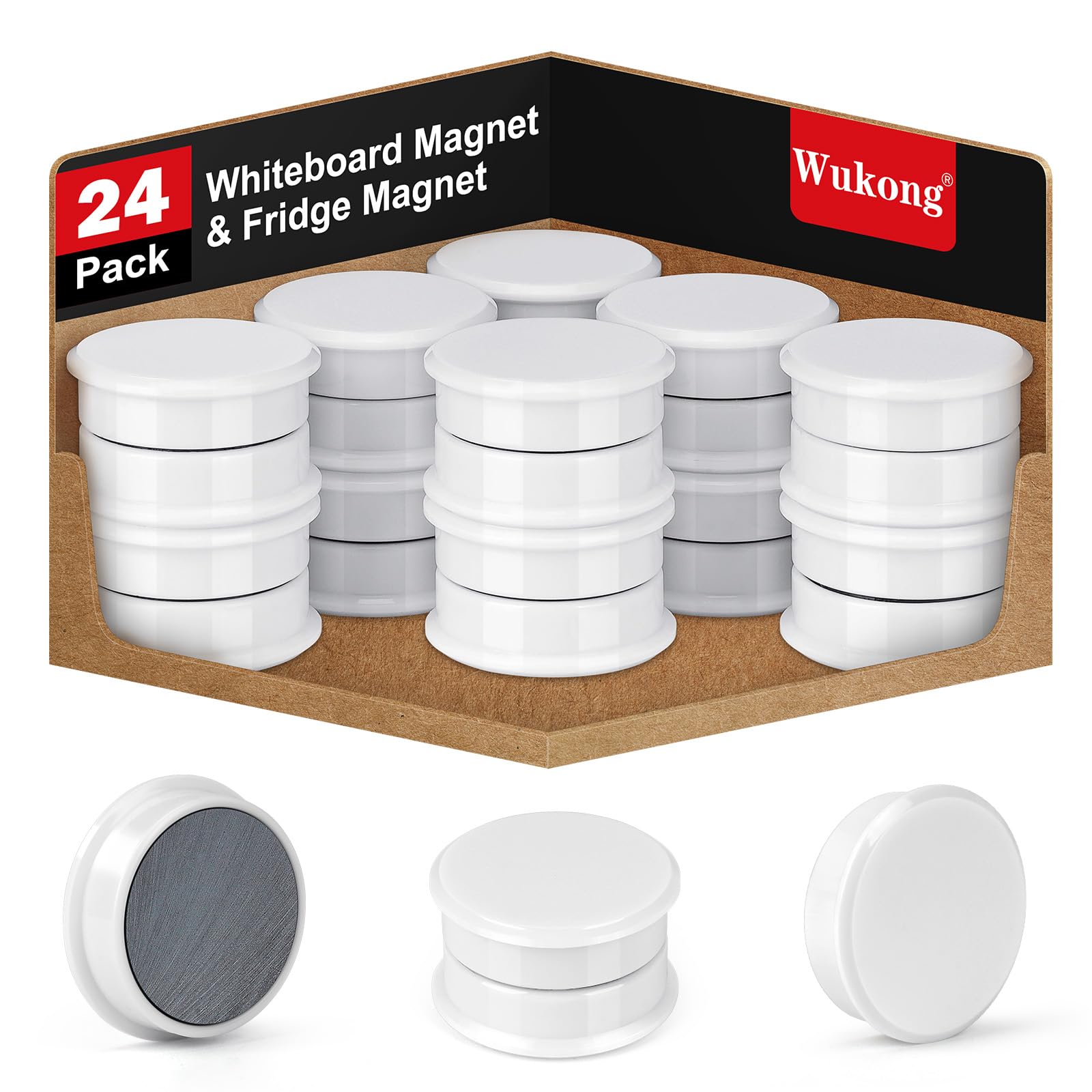 Wukong 24 imanes para pizarra magnética, color blanco, pequeños imanes para pizarras blancas, escuela, nevera, taquillas y fotos