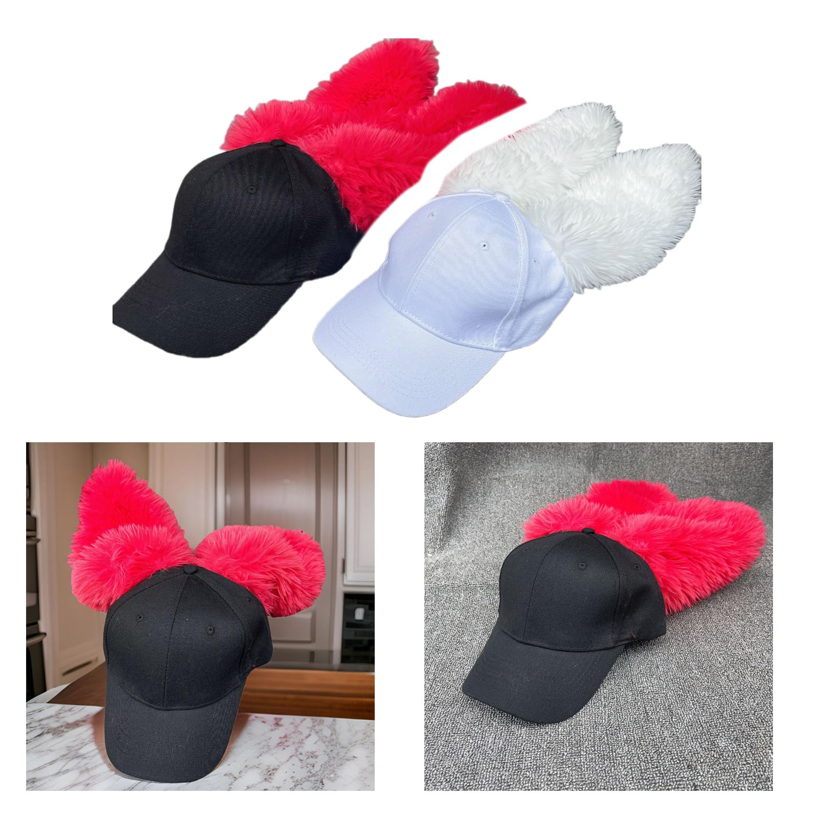 Women Rabbits Ears Baseball Furry Long Ear Versatile Hat for Idol Concert Shows Breathable Hat for Adults