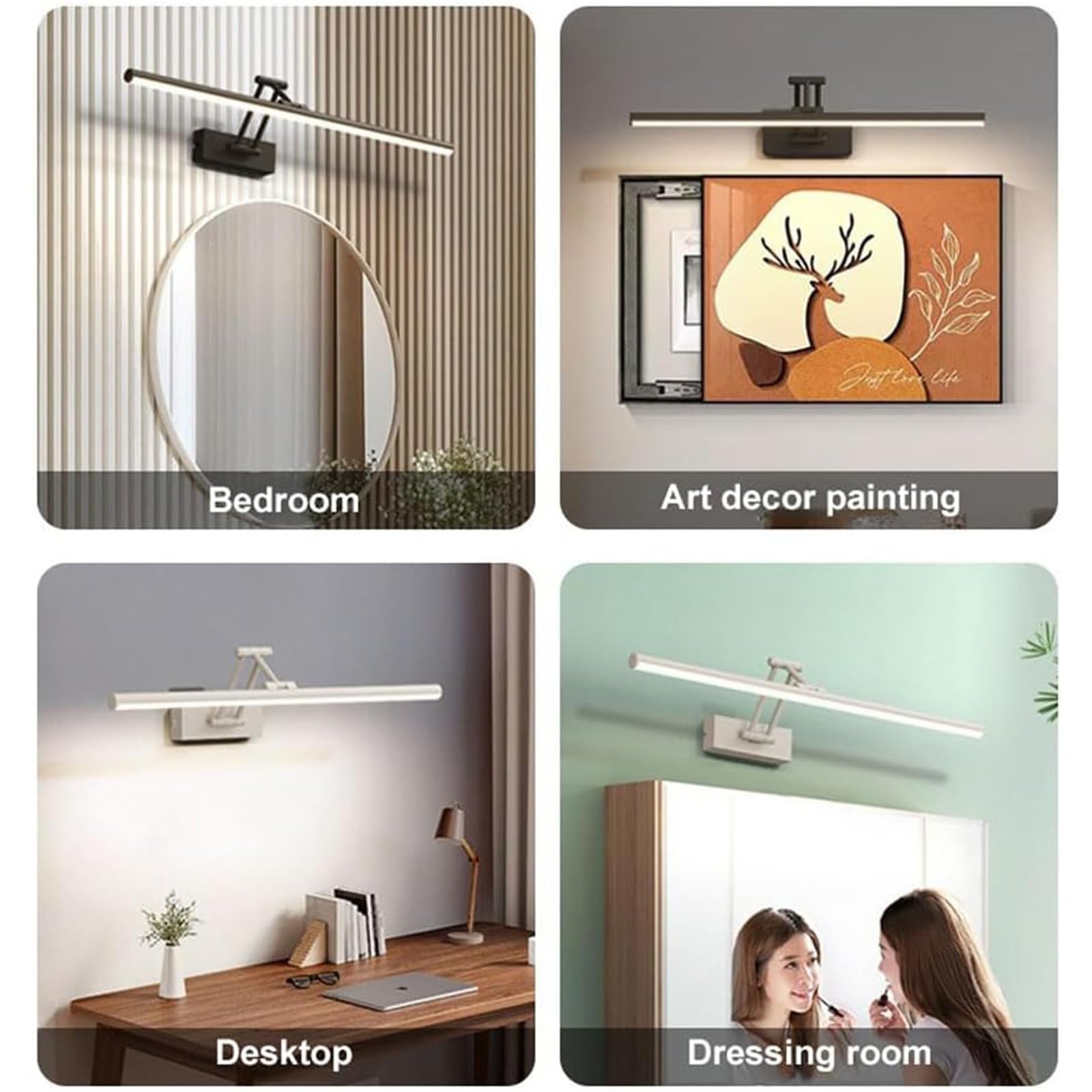 LED Lampada da Parete Bagno Specchio Luce da Parete Regolabile Girevole Applique da Parete Moderno Interno Semplice Alluminio Illuminazione da Parete per Soggiorn Balcone (Bianco Luce Neutra,40cm)
