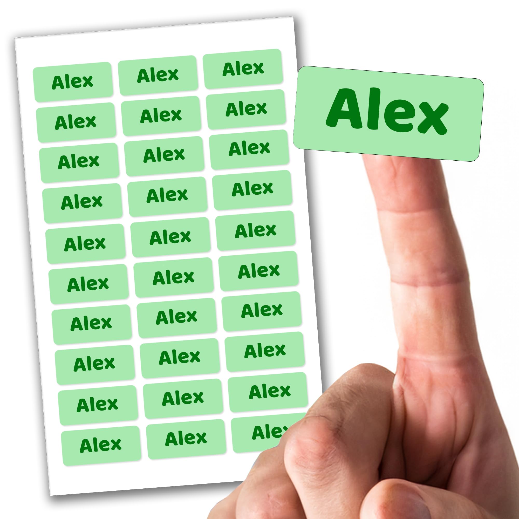 60 x Stick On Clothes Labels, Personalised School Uniform Stickers, Nursery, Care Homes, Lunch Boxes and Drink Bottles, Waterproof Durable Name Sticker Tags (Light Green)