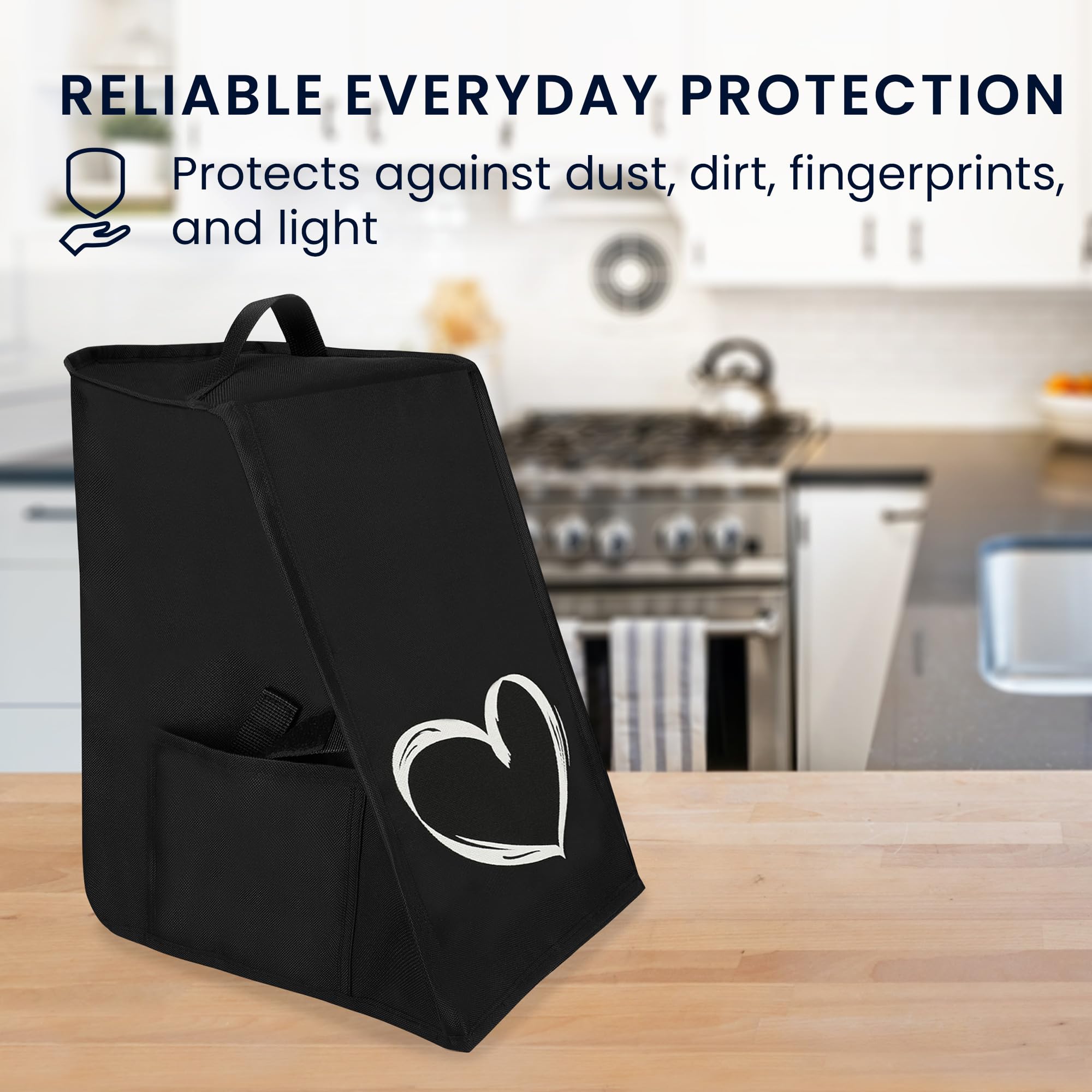 kwmobile Cover Protettiva Compatibile con Thermomix TM7 - Copertina Antipolvere Cooking Blender Cuore bianco/nero