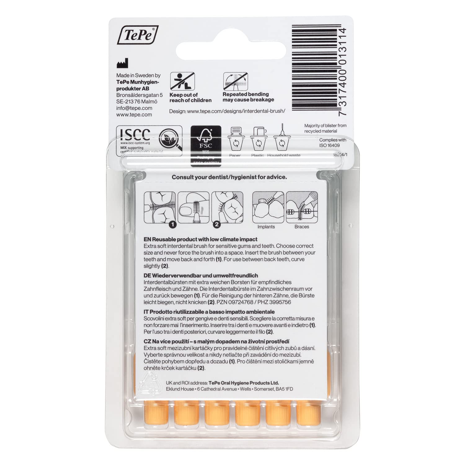 TEPE Blister X-Soft 0.45 mm - TURUNCU Diş Arayüz Fırçası (1x 6 Adet) (2 paketi)