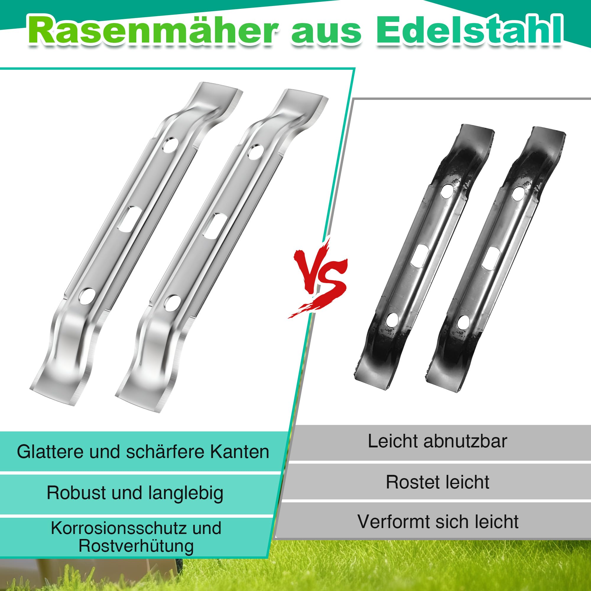 Enhon 2 Lame per Robot Tosaerba Compatibili con iMOW RMI 422, 422P, 422PC – Lame di Ricambio per Viking MI 422 – Lame Tosaerba in Acciaio Inossidabile 420, 197 mm, Argento
