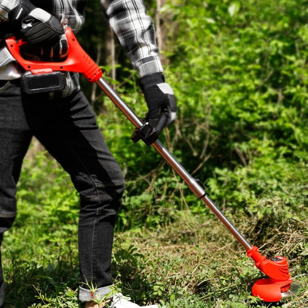 Kosiarka akumulatorowa Ręczna wielofunkcyjna kosiarka do trawy domowej Elektryczna regulowana kosiarka Kosiarka do szybkiego ładowania (Color : Rosso, Size : Battery*2)