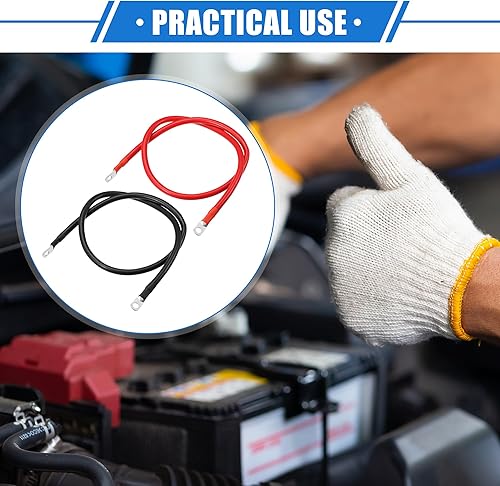 Miniatura 2 de VekAuto 1 par de cables inversores de batería de cobre, calibre 4 AWG, cable de batería de 3 pies, universal para automóvil, vehículo, RV,