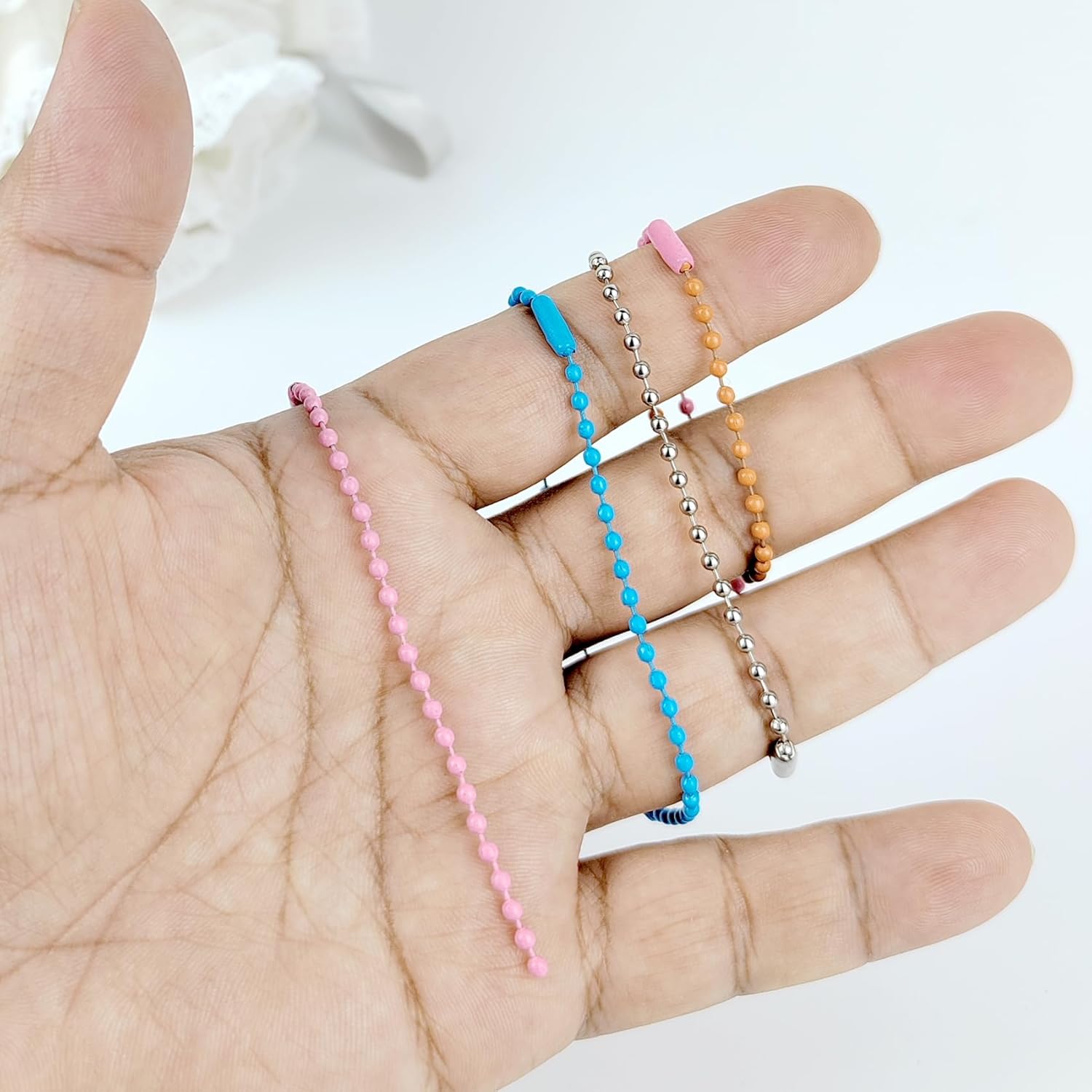 50Pcs 4 Inch Ball Beads Chain with Connectors,Bulk Metal Small Keychain for DIY Hanging Decoration & Craft Use & Dog Tag (50 Multicolor) - Image 7