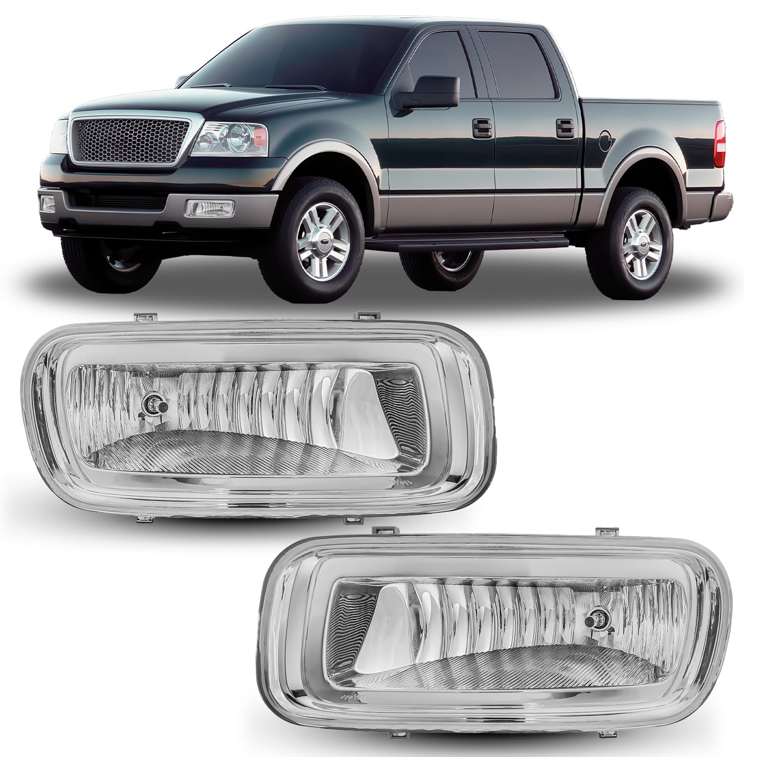 Nilight Fog Lights Assembly Compatible with 2004 2005 2006 Ford F-150 F150 Left Driver and Right Passenger Side Clear Lens Fog Lamps Replacement with H10 12V 42W Bulbs