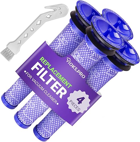 Vioks.pro Juego de 4 filtros de repuesto para Dyson DC58, DC59, V6, V7, V8  Dyson de repuesto para filtros 965661-01  Piezas de aspiradora