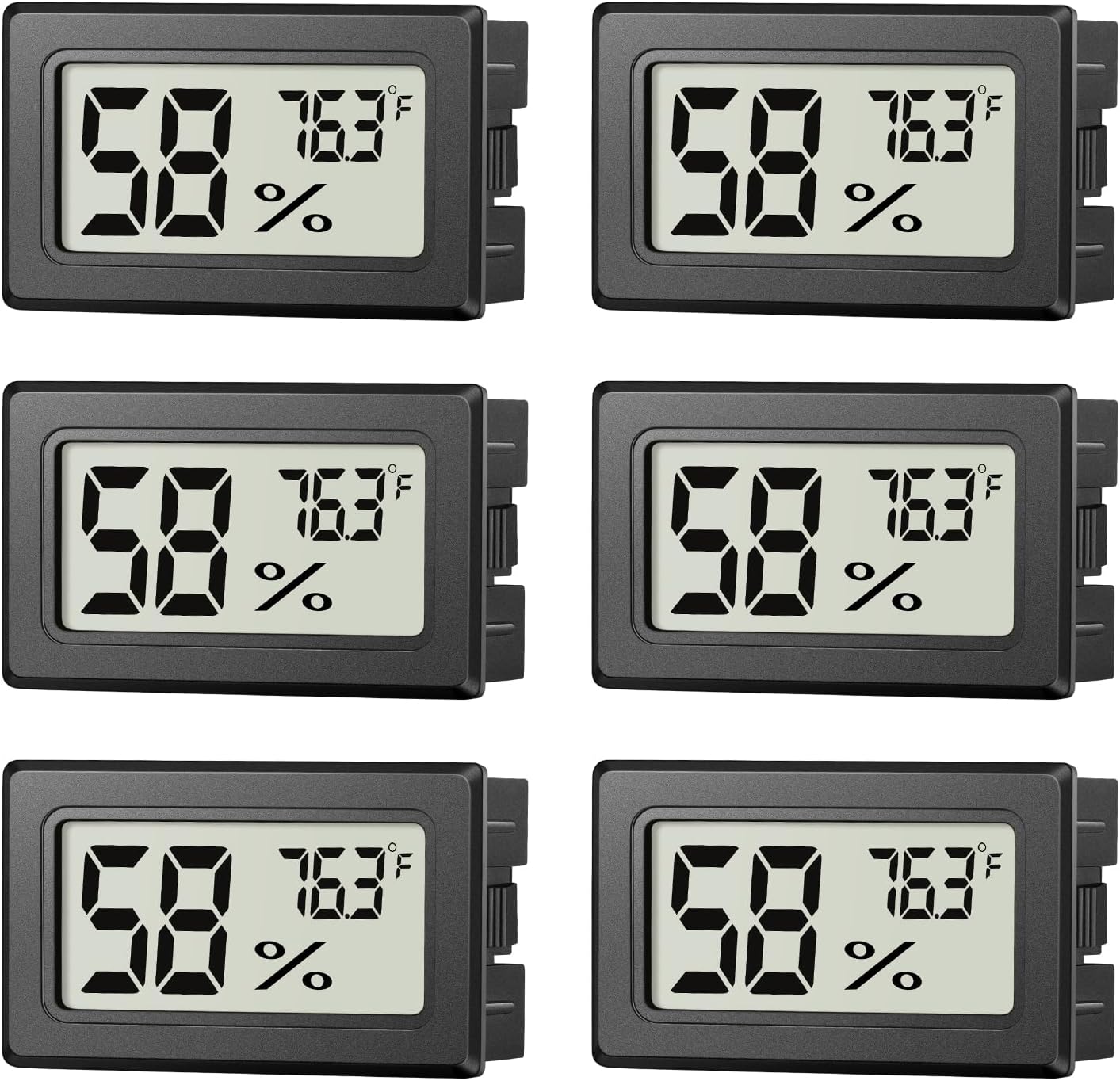 6 Pack Mini Hygrometer Indoor Humidity Meter, Small Digital Thermometer Humidity Gauge Meter, Indoor Thermometer Hygrometer Monitor Fahrenheit (℉) for Thermostat Reptile Tank, Mason Jars