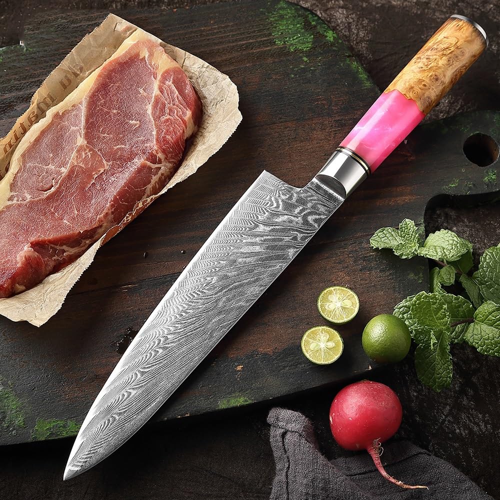 Amazon.com: MAYIT Chef Knife, 8 Inch Damascus Chef Knife Pink