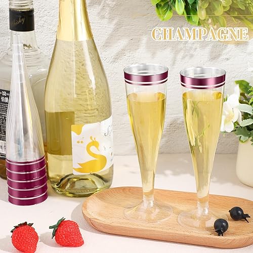 Miniatura 3 de 100 copas de champán rosa a granel de 4.5 onzas de plástico transparente para tostar, copas de champán de plástico, copas de mimosa, vasos de cóctel