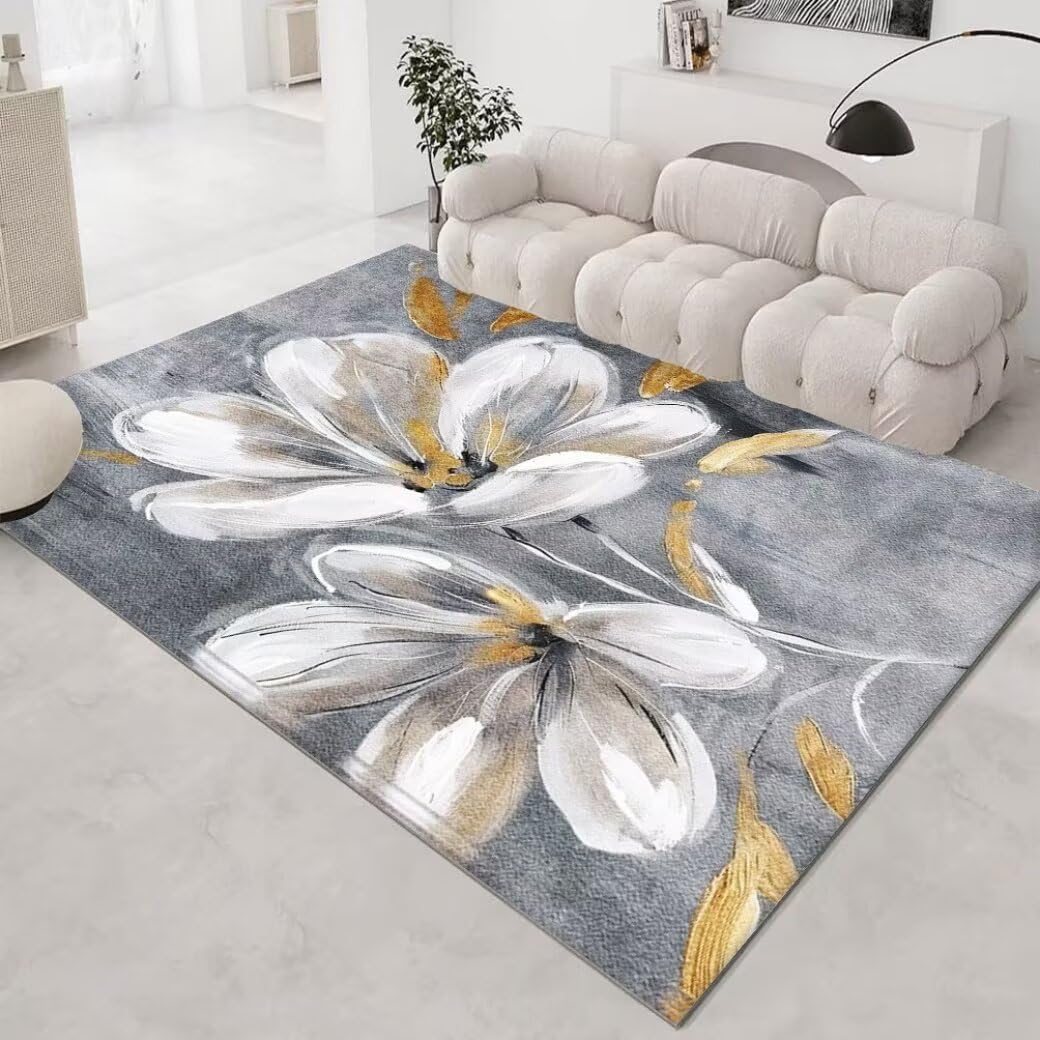 Tapis de décoration de chambre ado fille gris lavable et sécurisé