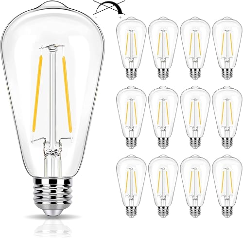 Miniatura 12 de Paquete de 12 bombillas LED Edison de 400 lúmenes, equivalente a 40 vatios, bombilla LED vintage de 4 W, bombilla ST19 de luz diurna de 5000 K, base