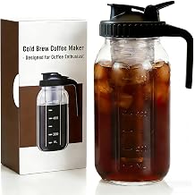 Cold Brew Coffee Maker, 32 oz Glass Mason Jar Pitcher with Lid & Filter