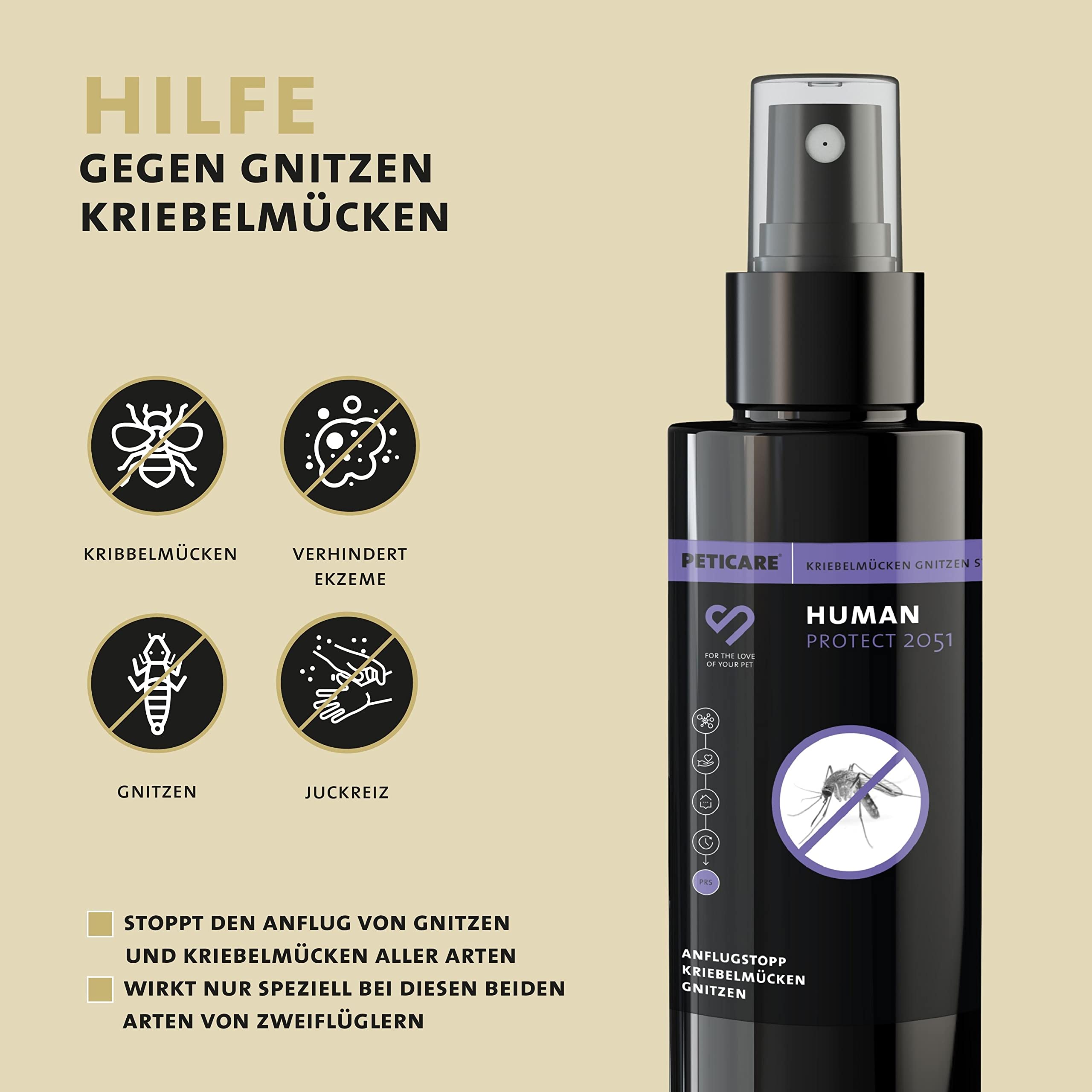 Spray Peticare przeciw muchom i meszkom | Zapewnia do 8 godzin ochrony, dla dorosłych i dzieci | Niezawodny środek odstraszający | Unikalny system PRS® zapewniający długotrwały efekt