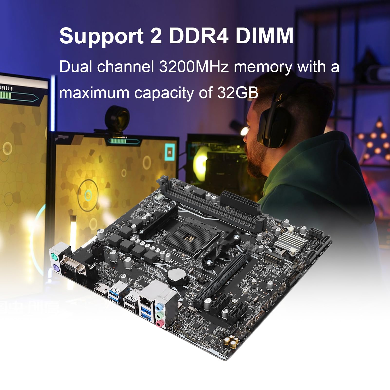 Sxhlseller Scheda Madre A320M K, Socket AM4 per CPU Ryzen Athlon, DDR4 3200 MHz OC, M.2 NVMe, USB 3.0, VGA, 22,5x22 Cm ATX, con Supporto 0 1 10