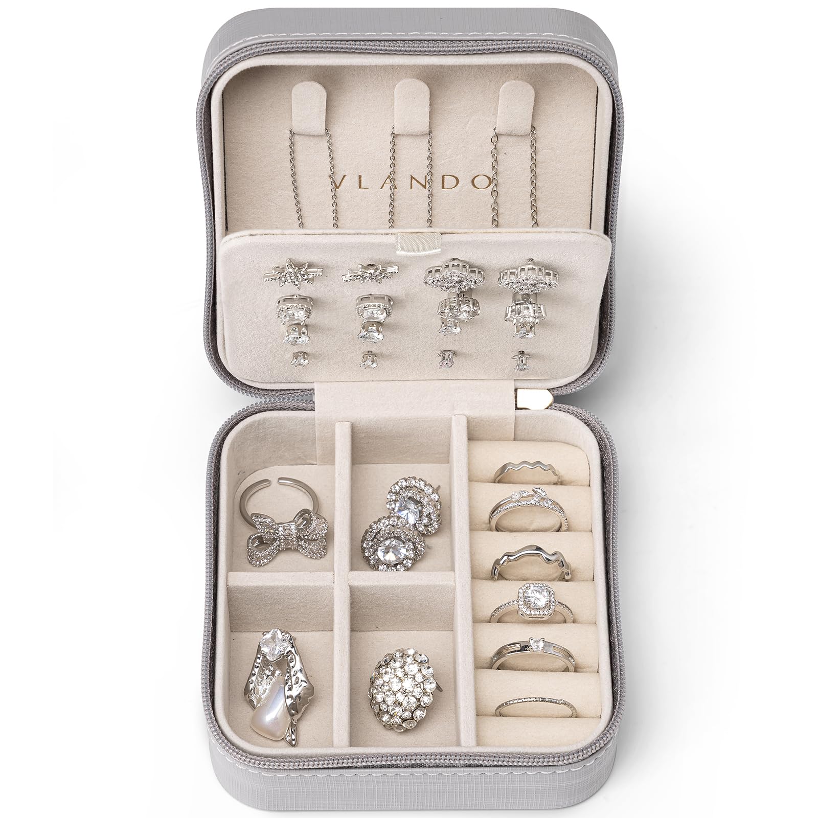 Étui à bijoux de voyage Vlando idée cadeau fille et femme gris