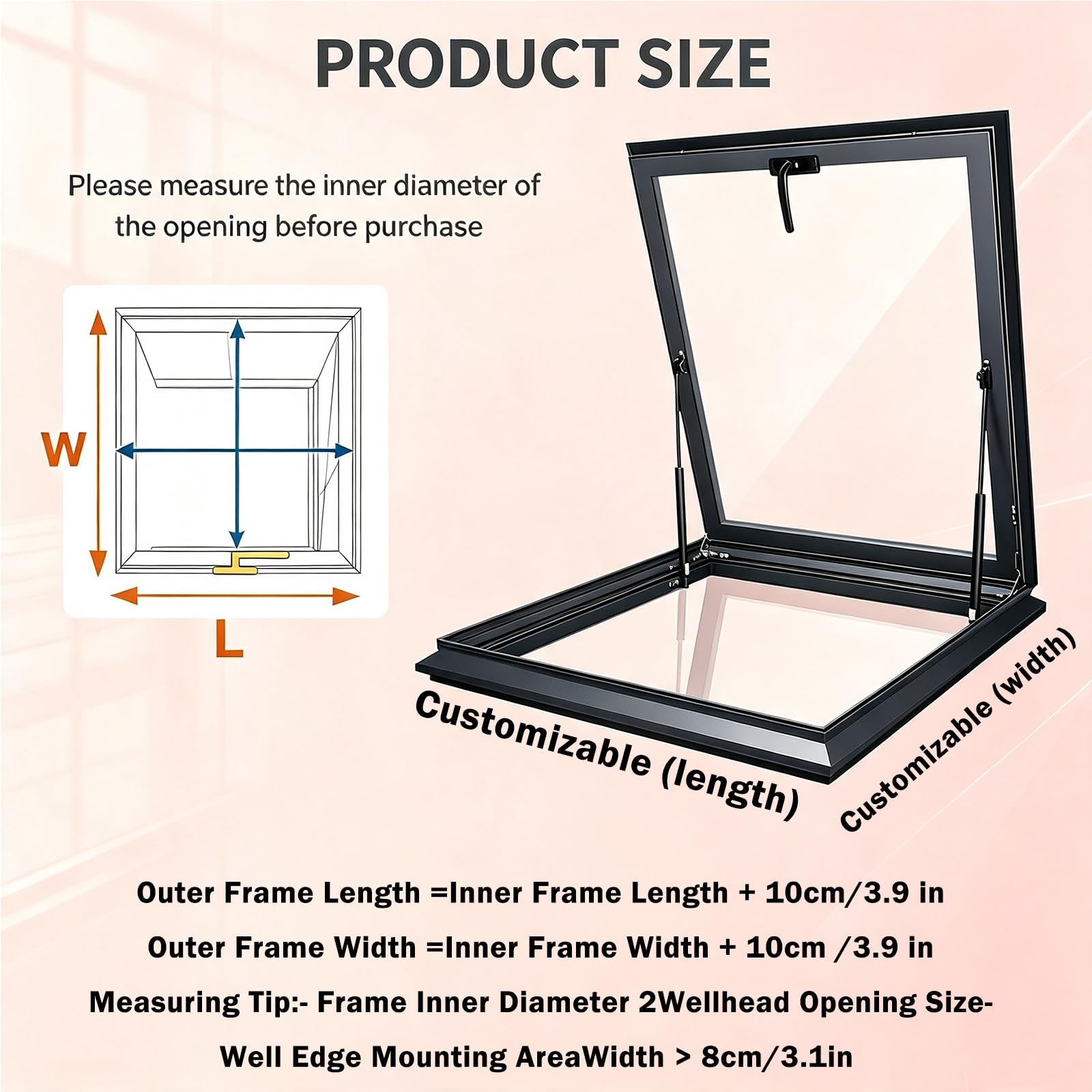 Lucernario per Tetto in Vetro Isolante Resistente, Dimensioni 36x36, 24x36, 30x36 - Sportello di Accesso al soffitto e al Tetto con Maniglia (24x32 Pollici) per Uso Commerciale.