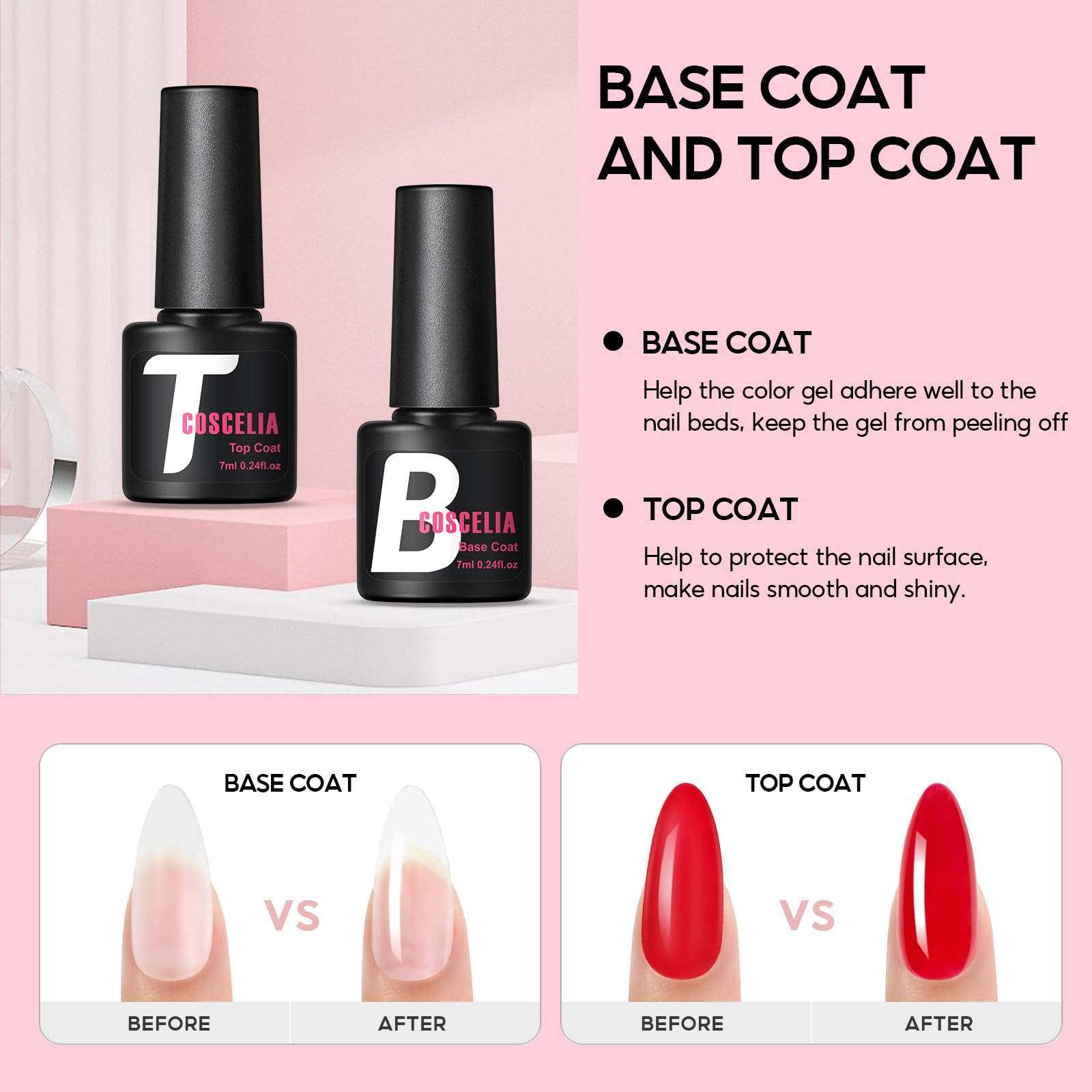 COSCELIA Kit Acrylique Ongles,3 Couleurs Nude Blanc Rose Poudre Acrylique pour Ongles 6 Couleurs Kit Faux Ongles Gel U V Complet avec Kit Lampe Vernis Semi Permanent Base Top Coat pour Débutants