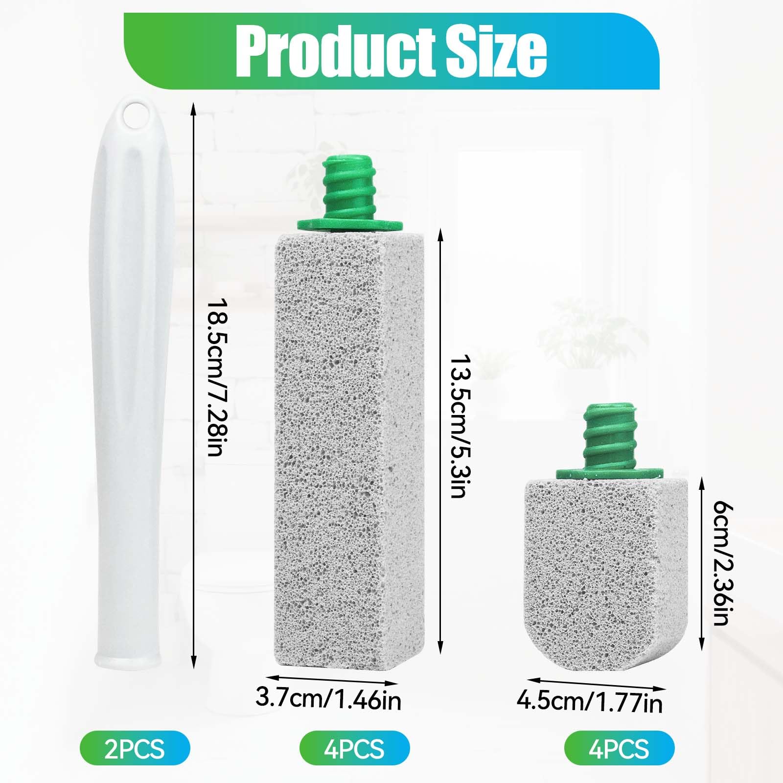 Pierre Ponce Brosse WC 8 Pièces Pumice Stone Toilet avec 2 Poignée, Brosse de Nettoyage en Pierre Naturel Ponce Détartrant Efficace pour Toilettes, Cuisines, éviers et Lavabos - 2