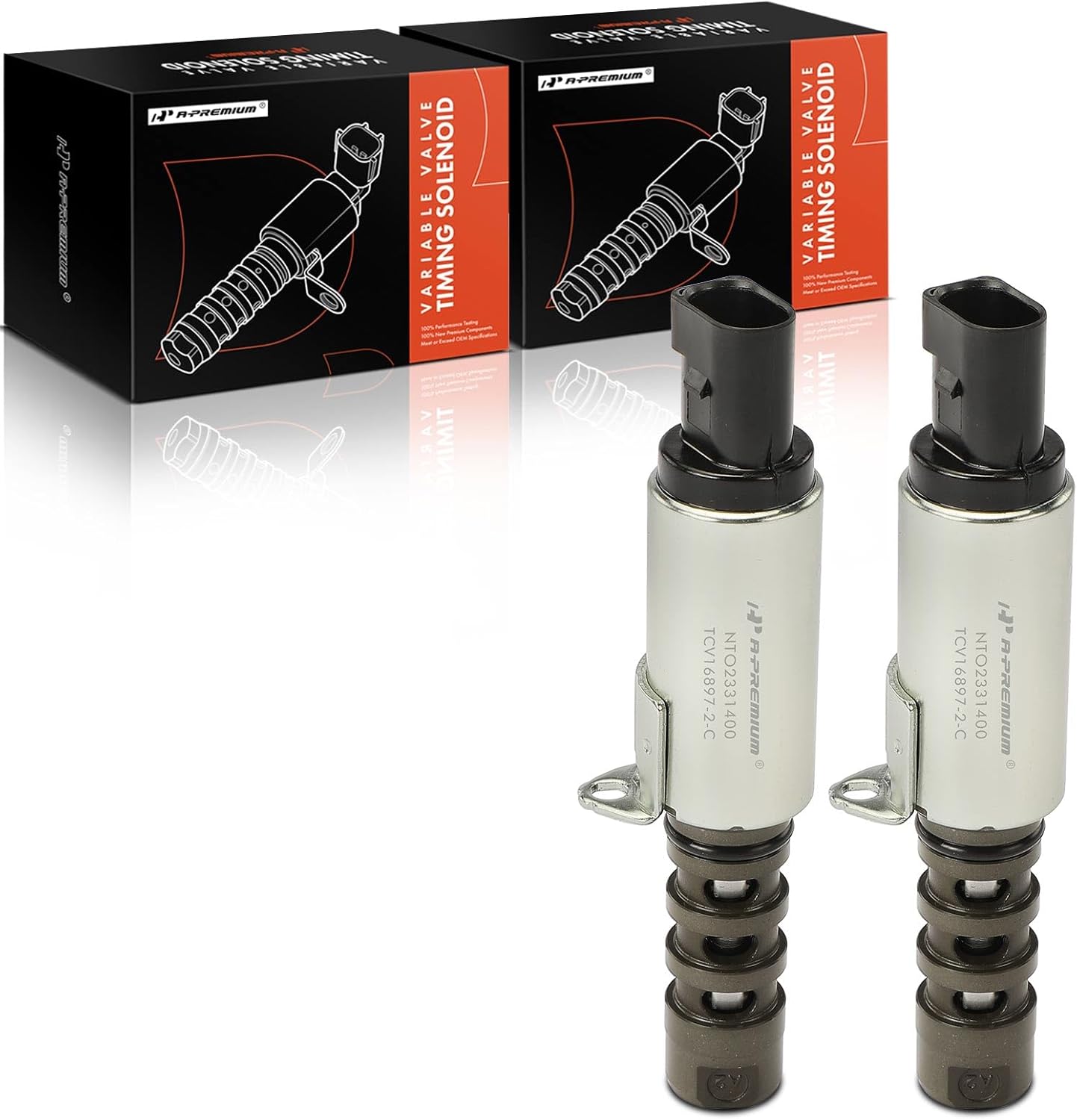 A-Premium 2-PC Engine Variable Valve Timing (VVT) Solenoid Compatible with Volkswagen Jetta, Passat, Golf, Beetle, Touareg, Rabbit & Audi A4, Q7, A6, A8, R8, RS4, RS5