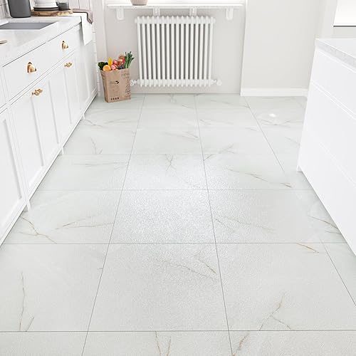 Miniatura 2 de Azulejos de vinilo de mármol blancogris para baño, láminas gruesas para sótano, cocina, dormitorio, autoadhesivas, paneles de azulejos, tablones