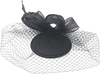 Tocado de mujer con diseño de flor, elegante flor con plumas y plumas, color negro, talla única, Color negro., talla única