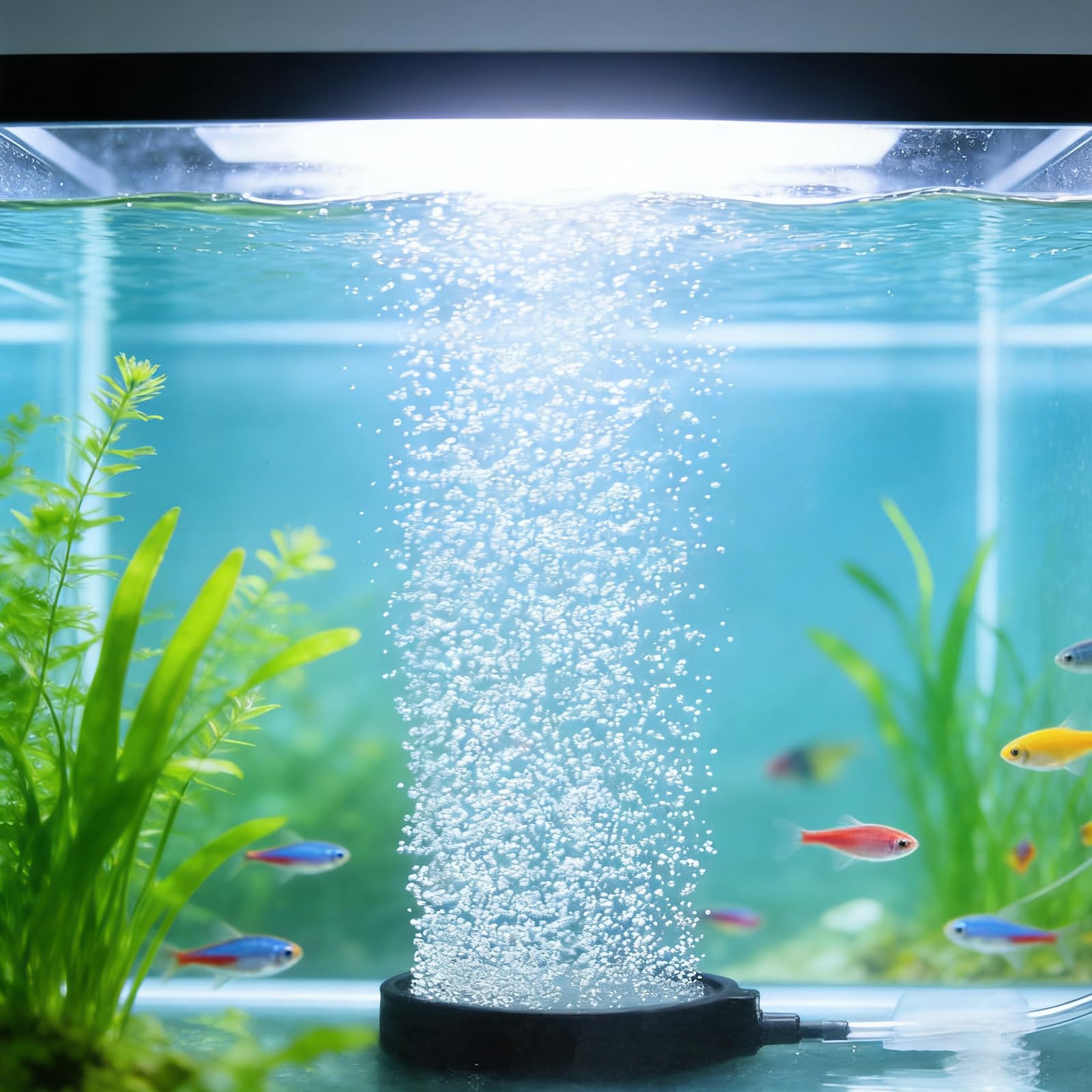 Aquarium Aerator Pump, Low Noise, High Oxygen Transfer, Anti-Clogging Design, Even Bubble Distribution
