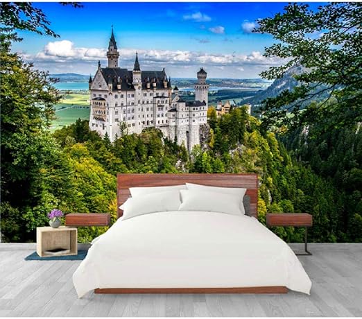Amazon Lcymt 風景壁紙ヨーロッパの城の森の写真の壁紙壁画3d家の装飾の壁紙 250x175cm 壁紙