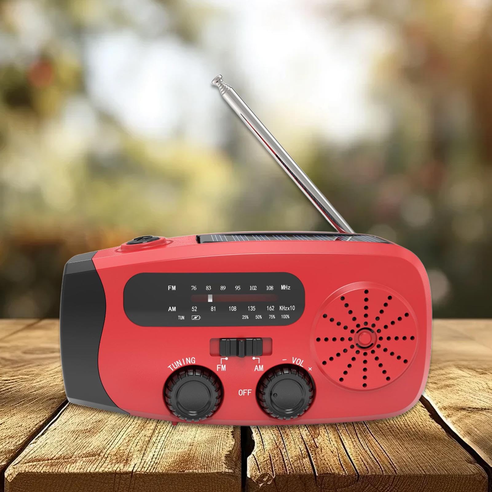 Radio Portable AM FM avec Chargeur Solaire Manivelle USB Lecteur MP3 pour Camping Randonnée