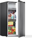 Upstreman 3.2 Cu.Ft Mini Fridge with Freezer, Single Door Mini Fridge, Dorm Fridge, Adjustable Thermostat, Mini Refrigerator for Bedroom, Office, Dorm, Black-BR321