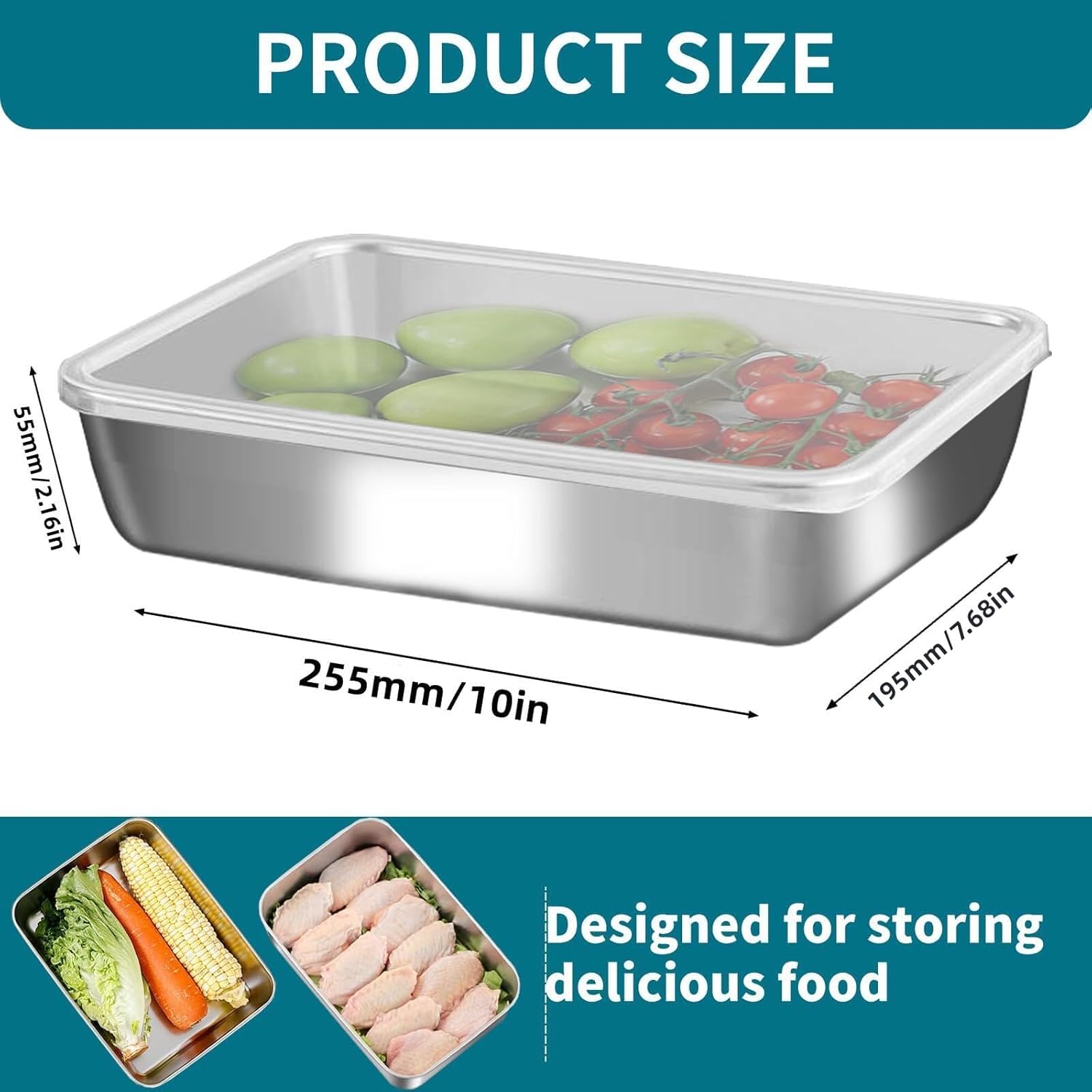 stainless steelFood Storage Containers setsstorage box with lidfreezer FrozenKitchen tray with lidOven plateSide dish plate Freezer & Dishwasher Safe - Image 7