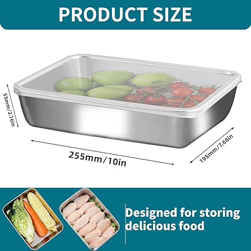 Miniatura 7 de acero inoxidable Contenedores de almacenamiento de alimentos Setsstorage box with lidfreezer CongeladoBandeja de cocina con tapaPlaca de horno Placa
