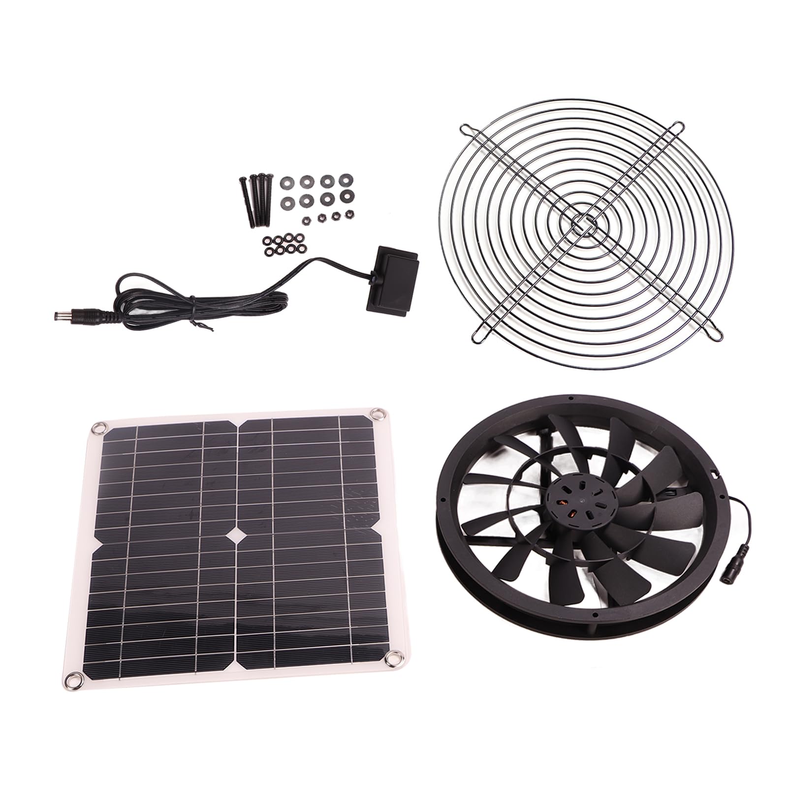 Kit de Ventilador de extracción Solar de 18 V y 12 W, Ventilador Solar Impermeable de Corriente Continua sin escobillas, Ventilador de refrigeración con Panel Solar Redondo para la
