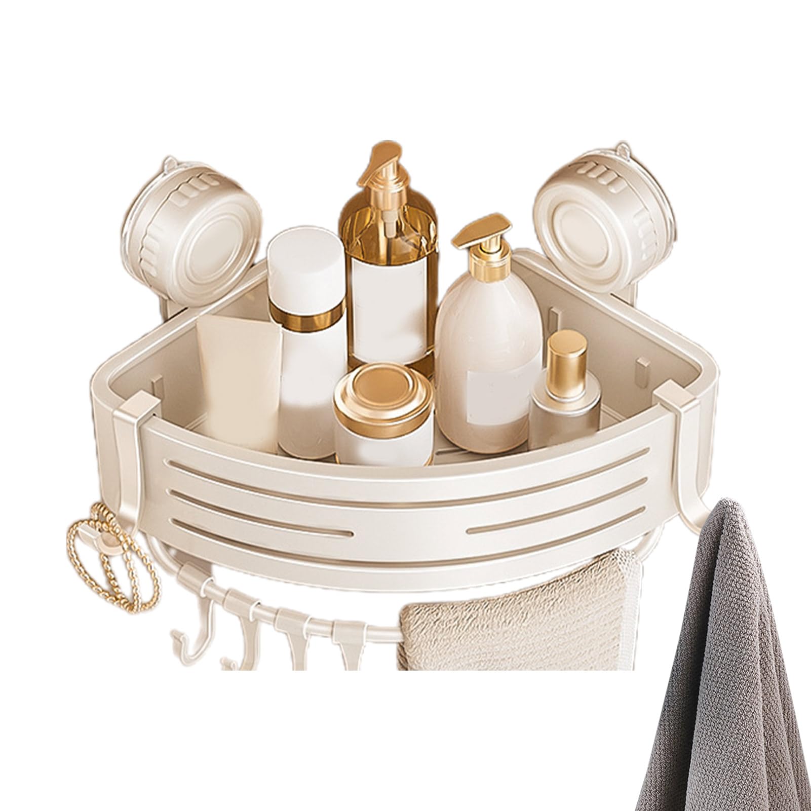 SEYIMTU Bathroom Triangle Shelf Abs Aluminum Corner Shower Caddy No Drill Suction Shelves For Bathroom Organization