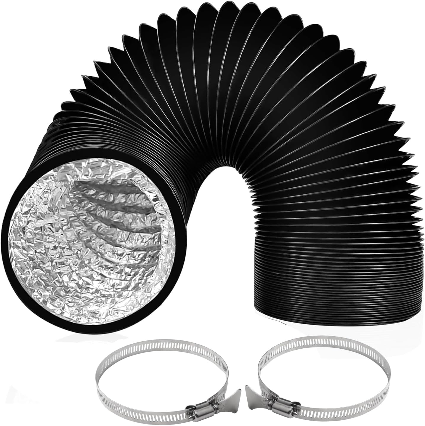 NVGFTG Rundkanal Verbinder Set - 2x 75mm Rohrverbinder Mit Schlauchschellen