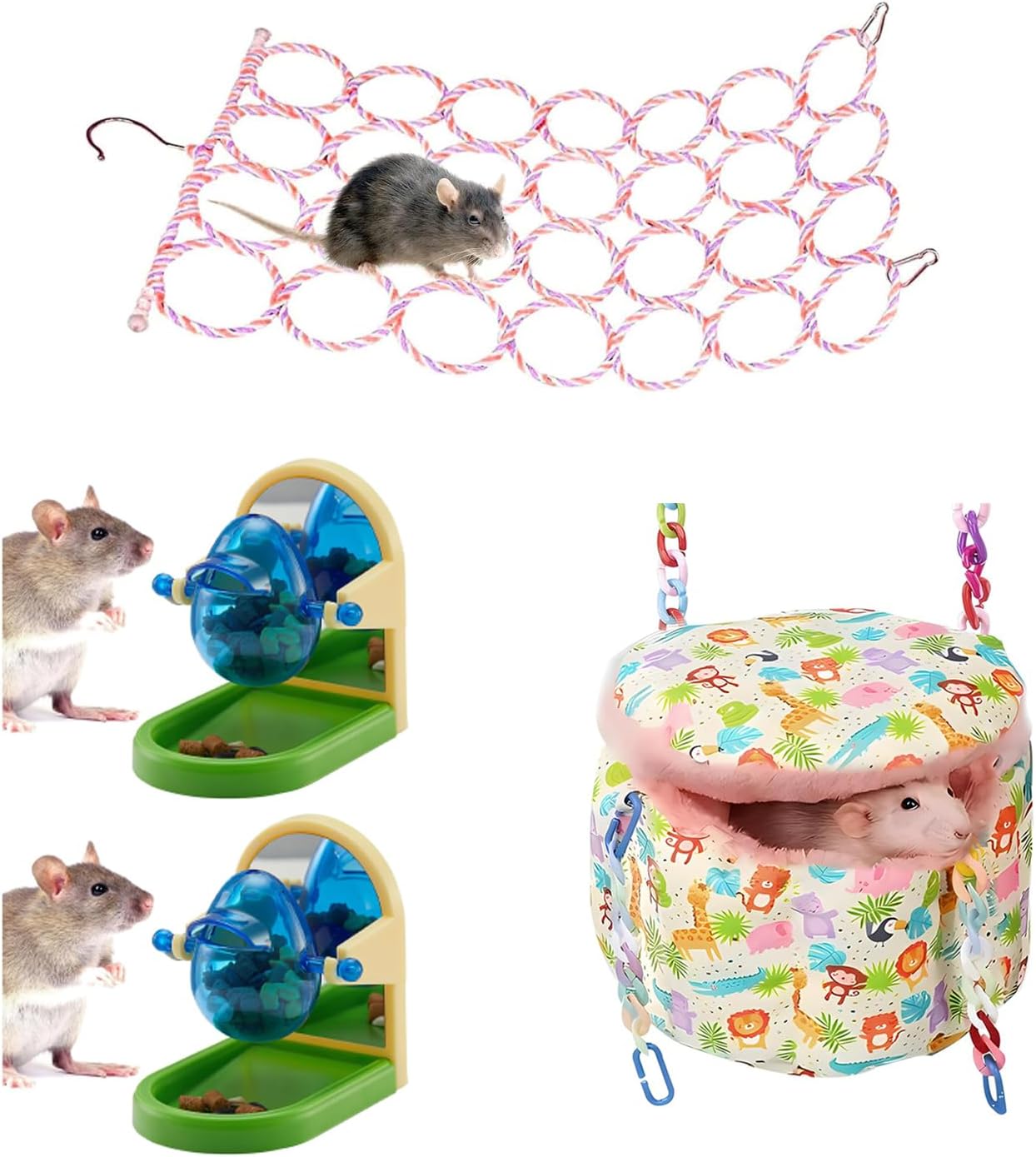 1Pcs Rat Climbing Rope Net Toy for Cage & Rat Enrichment Toys, Interactive Foraging Toys for Rats & Rat Hammock for Cage, Rat Hanging Bed, Rat Cage Accessories Warm Sleeping Nest Bed