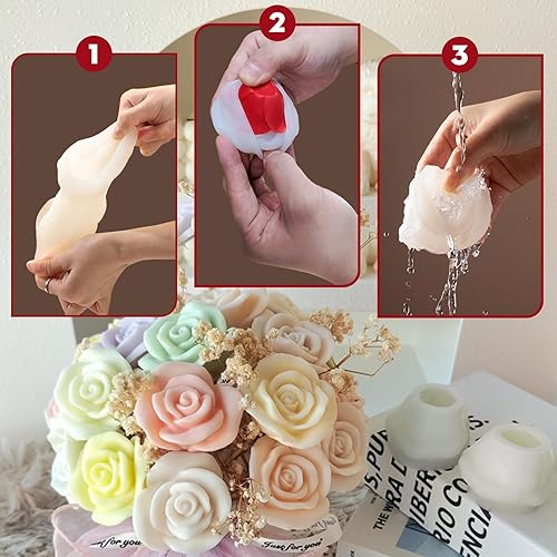 Miniatura 4 de JDH - 3 moldes de silicona para velas de rosas, para hacer velas, velas perfumadas, cera de soja, pasteles, jabón, fundición de resina para