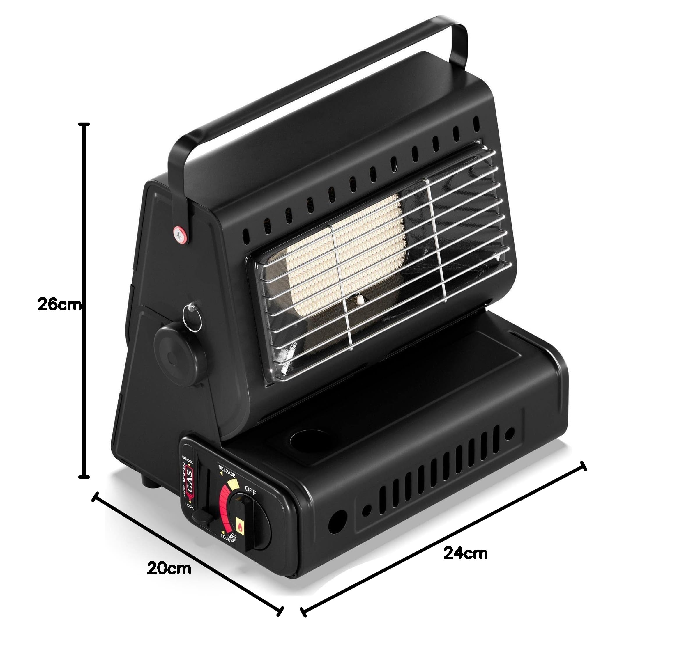 EVOCAMP tragbare Gasheizung und Gaskocher 2-in-1, Camping Heizung 1,7 kW, multifunktionale Keramikheizung, perfekte Gasheizung für Outdoor, Heizstrahler, Zeltheizung