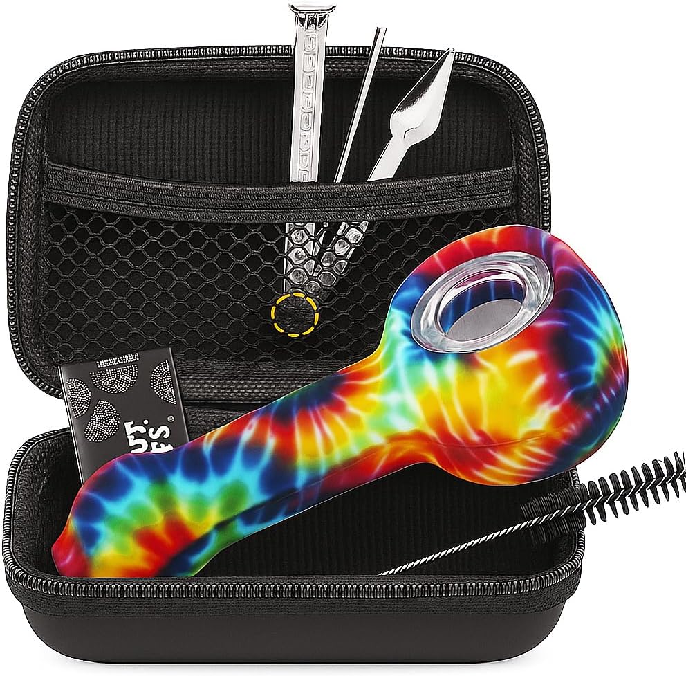 4.07" Multi-Color Tobacco Pipe With Cleaner Tamper Tool Black Bag, 4 inch Pipe Accessories Set, Premium Travel Set - - Color B