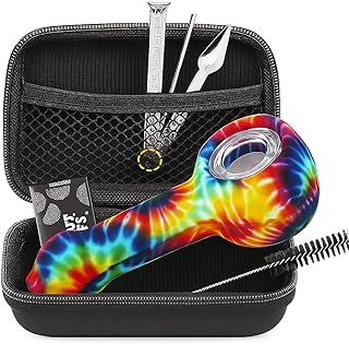 4.05" Multi-Color Tobacco Pipe With Cleaner Tamper Tool Black Bag, 4 inch Pipe Accessories Set, Premium Travel Set - - Color B