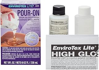 Environmental Technology EnviroTex Lite Pour-On High Gloss Finish [8 oz Kit] Crystal Clear Epoxy Coating for Tabletops / Countertops, Waterproof, Heat & Alcohol Resistant (4 oz Resin + 4 oz Hardener)