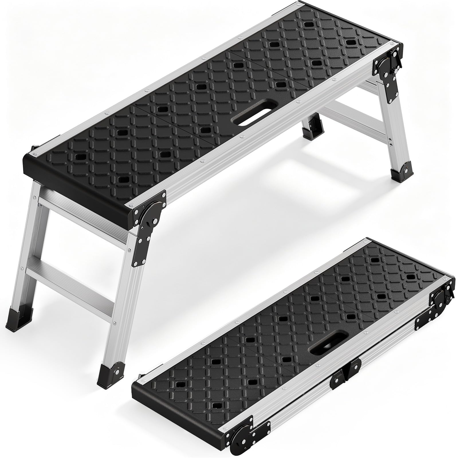 KINGRACK Folding 2 Step Stool, Lightweight Aluminium Work Platform