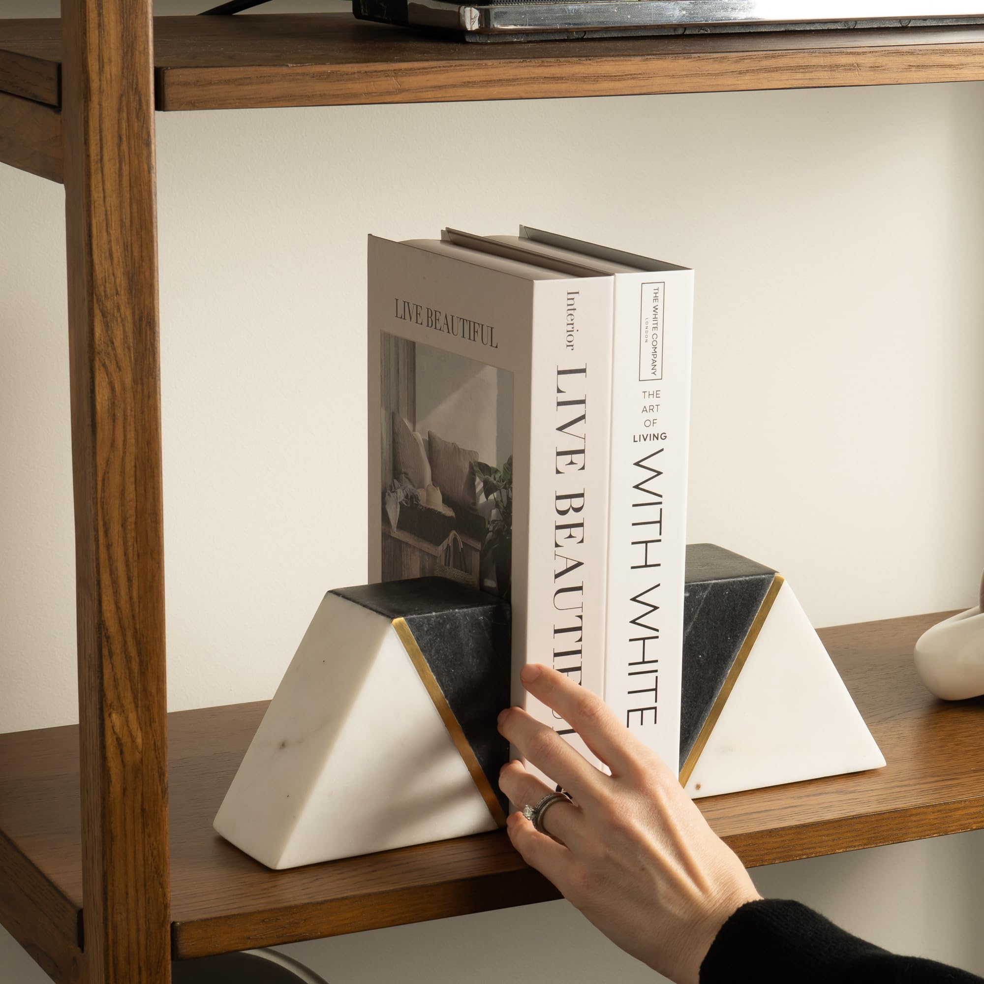 Amazon.com: Cork & Mill Marble Book Ends for Shelves, Decorative